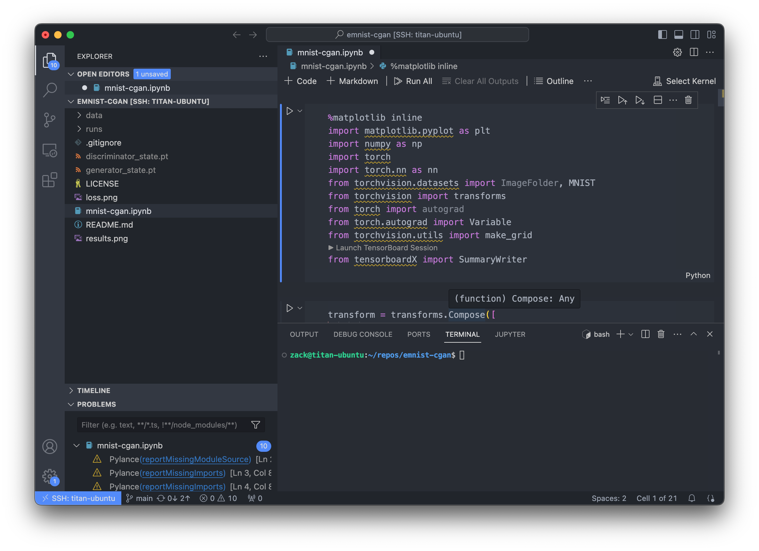 Screenshot of VSCode showing remote files